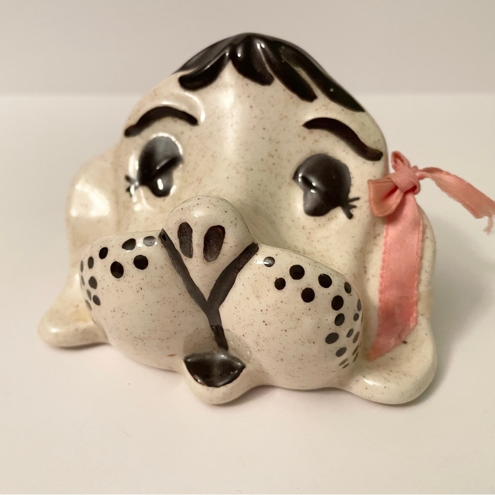 Vintage Kitsch Ceramic Dog Eyeglass Holder Spotted Puppy